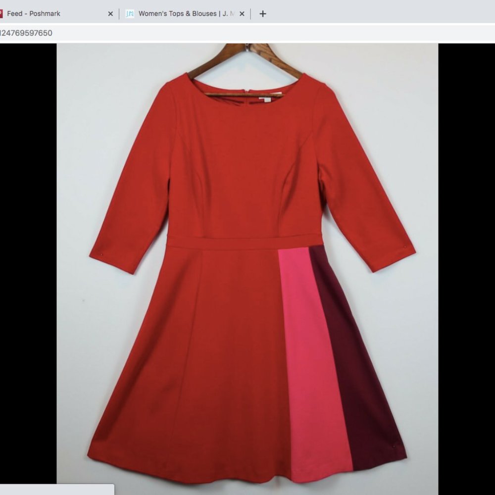 BODEN Claudia Ponte Colorblock Fit Flare Dress 12